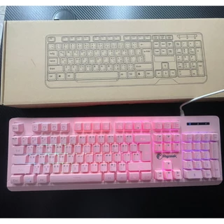 ลดราคา RKM-705 RGB Gaming Keyboard+Mouse Combo ชุดคีย์บอร์ดเมาส์สีชมพูเกมมิ่ง ไฟ RGB แป้นไทย-อังกฤษ