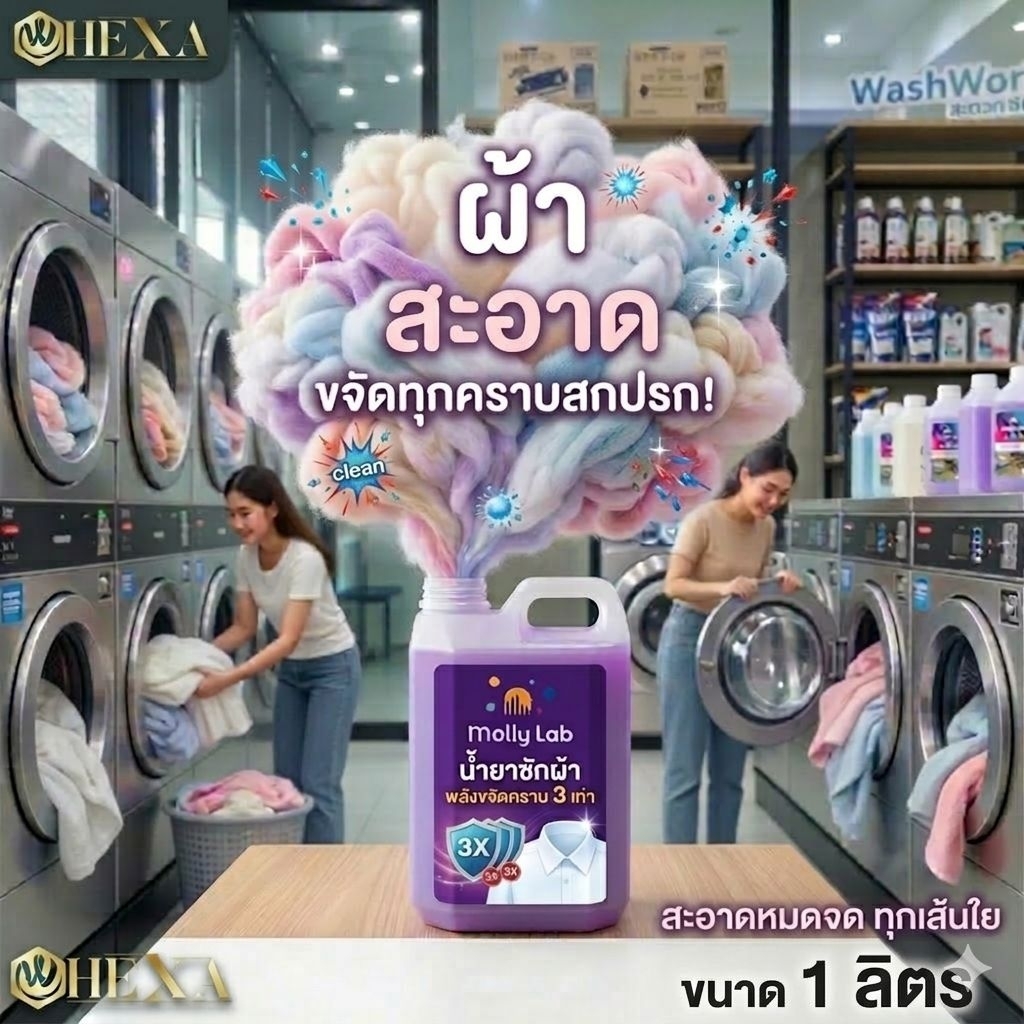 ผลิตภัณฑ์ซักผ้า Molly Lab ขนาด 1 ลิตร