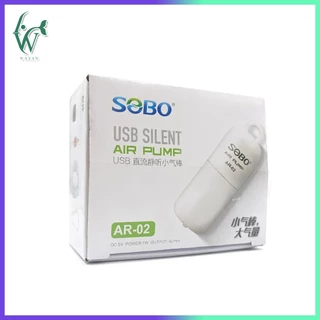 ปั๊มลมออกซิเจน SOBO AR-02 ปั้มออกซิเจนตู้ปลาแบบพกพา หัวต่อ USB มีสายยาง วาล์วกันน้ำย้อน หัวทราย พร้อมใช้งาน