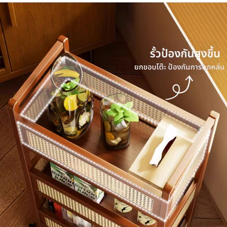 ชั้นวางรถเข็น ไม้ รถเข็นขนม ชั้นวางเก็บของ ชั้นวางของแบบรถเข็น 3 ชั้น เคลื่อนที่ได้ อเนกประสงค์ ประหยัดพื้นที่