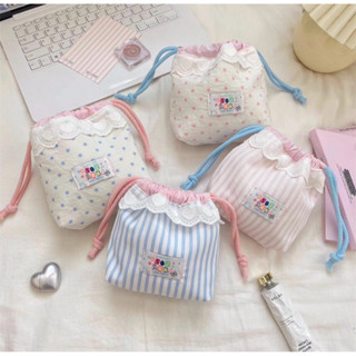 กระเป๋าเก็บของลูกไม้ลายลูกไม้สุดน่ารัก พร้อมเชือกรูด สำหรับจ…