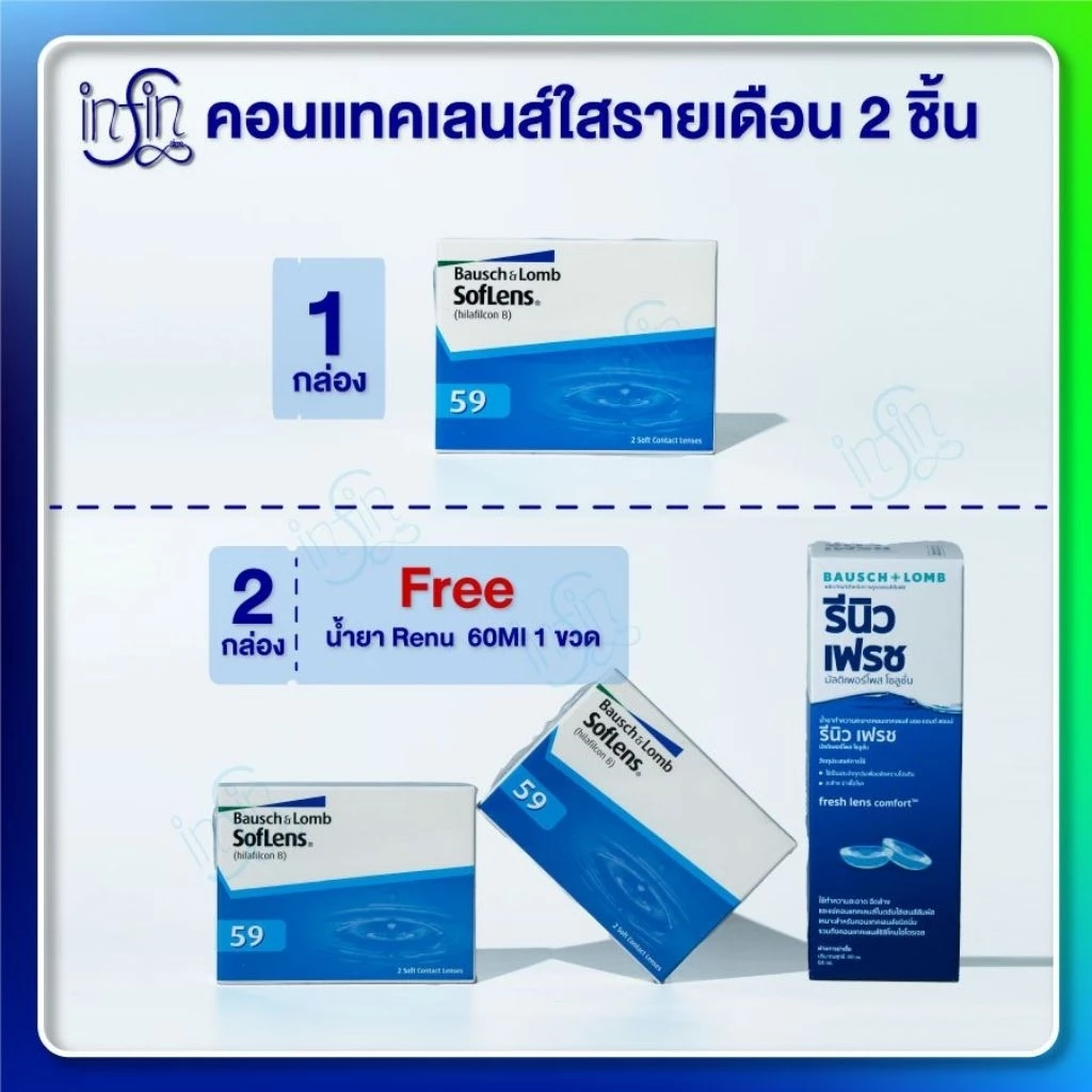 Bausch&Lomb soflens59 บอชแอนด์ลอมบ์ คอนแทคเลนส์รายเดือน แพ็ค 2 ชิ้น