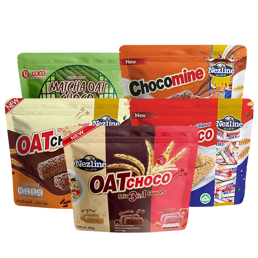 Nezline Oat Choco ขนมข้าวโอ๊ตอัดแท่ง โอ๊ตช็อกโก เนสไลน์แบรนด์  400 กรัม ธัญพืชอัดแท่ง