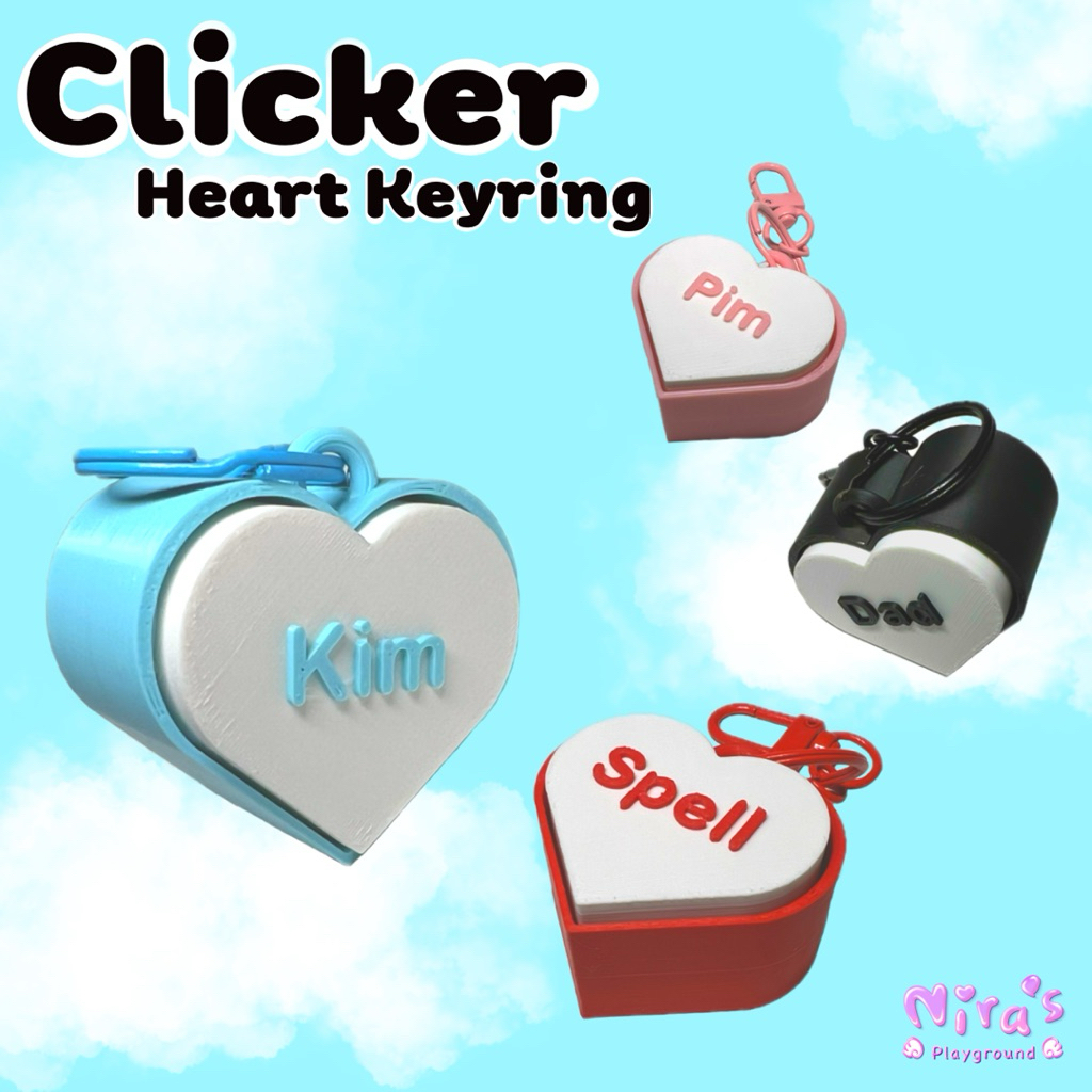 Nira’s • Clicker • Mini Heart (Customizable Letter/กำหนดตัวอักษรได้) • พวงกุญแจ ของเล่น กดได้