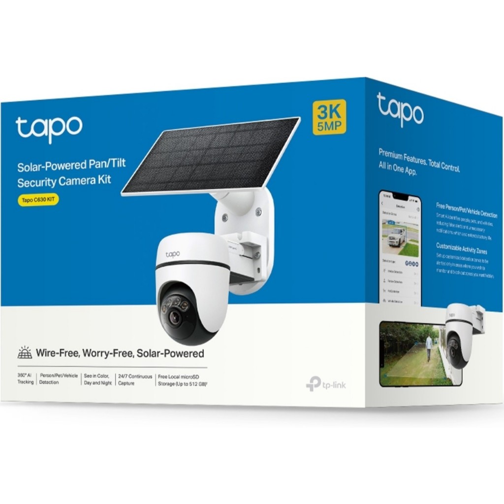 (กล้องวงจรปิดพร้อมแผงโซล่า) Tapo C630 KIT ผลิตภัณฑ์ใหม่ Solar-Powered Pan/Tilt Security Camera Kit