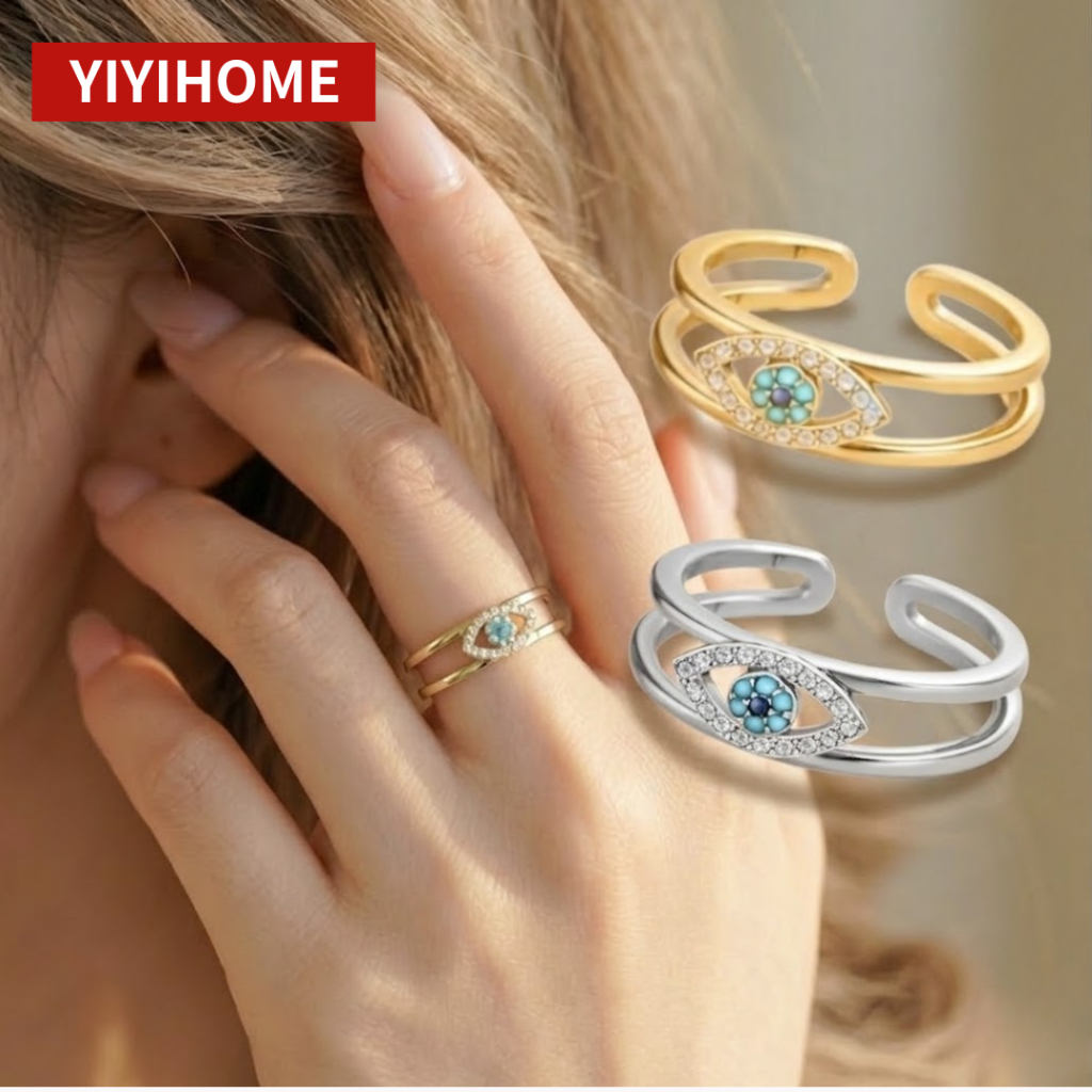 YIYIHOME แหวน Evil Eye แหวนตาปีศาจ แหวนผู้หญิง แหวนปรับขนาด แหวนแฟชั่น สไตล์วินเทจ