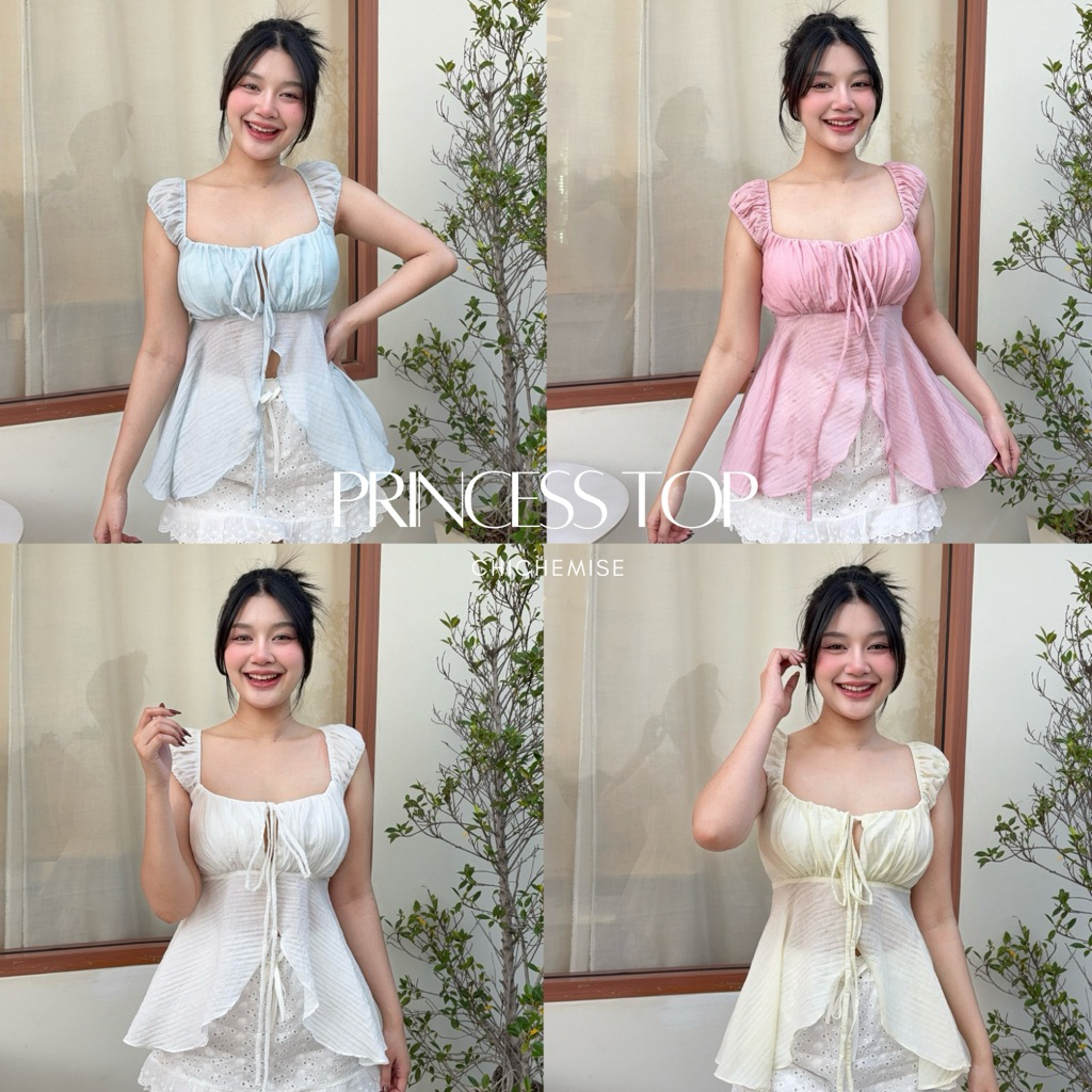 chichemise รุ่น เจ้าหญิง เสื้อแขนตุ๊กตาจั๊มๆผ้านุ่มพริ้วๆโทนพาสเทลน่ารักสุดๆ (เฉพาะเสื้อ)