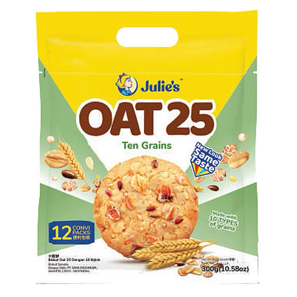 Julie’s OAT 25 Ten Grains Cookies คุกกี้ธัญพืช 300g (12 ซองย่อย)