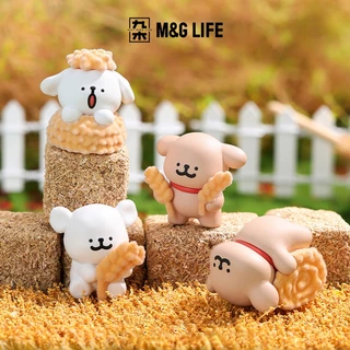 M&G LIFE x Maltese dog Happy Farm Series Blind Box ตุ๊กตาผ้าพลัชแบบสุ่มสำหรับตกแต่งโต๊ะทำงาน（ห้าชิ้นในหนึ่งแพ็ค）