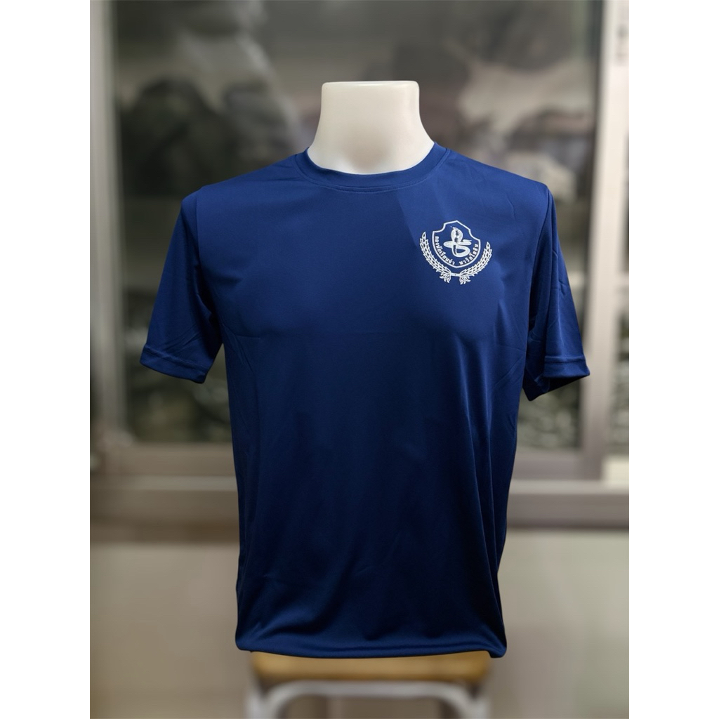เสื้อยืดคอกลมแขนสั้นสกรีนโลโก้กองนักเรียนจ่านาวิกโยธินที่อกด้านซ้าย