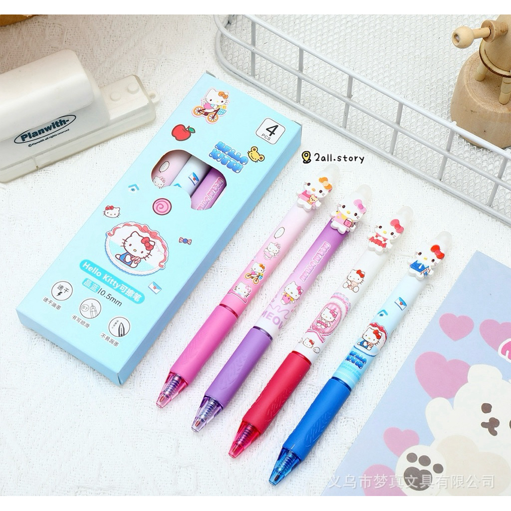 Sanrio ปากกาลบได้หัวการ์ตูน แพค 4 ด้าม ลายคิตตี้ Hello Kitty GP-2166