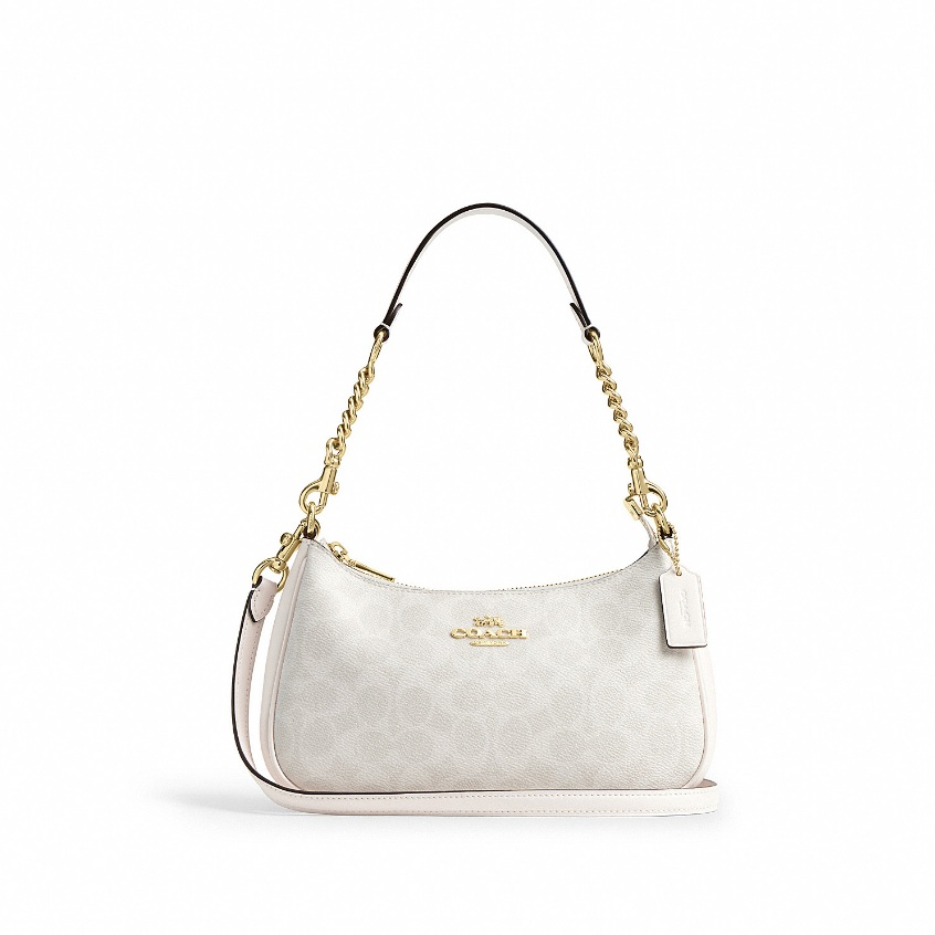 Coach CV933 Teri Shoulder Bag In Signature Canvas (IMXU5) กระเป๋าสะพายผู้หญิง สี Im/White/Chalk