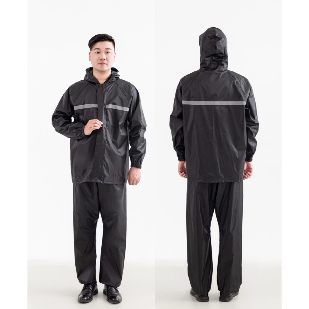 ชุดกันฝนเสื้อพร้อมกางเกง มีแถบสะท้อนแสง รุ่นหมวกติดเสื้อ thumbnail 3