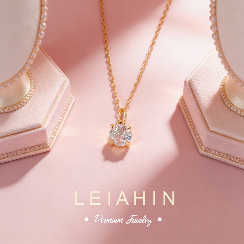 LEIAHIN 18k ชุบทอง Minimalist มินิเพชรเดี่ยวจี้สแตนเลสสุภาพสตรีแฟชั่นสร้อยคอสไตล์เรียบง่าย 1099n