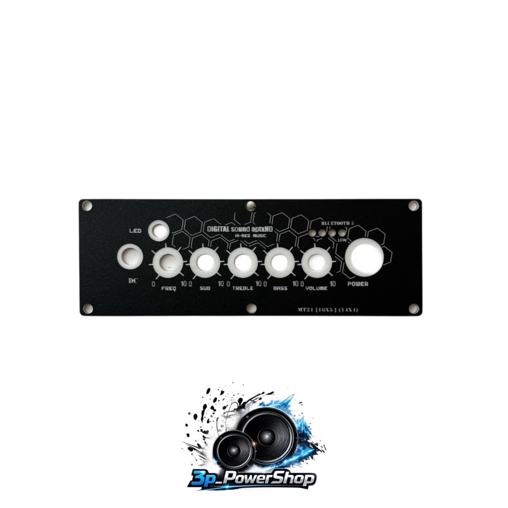 แผ่นเพลทลำโพง Bluetooth DIY รุ่น MT21 (16×5) ลายรังผึ้ง สีดำด้าน