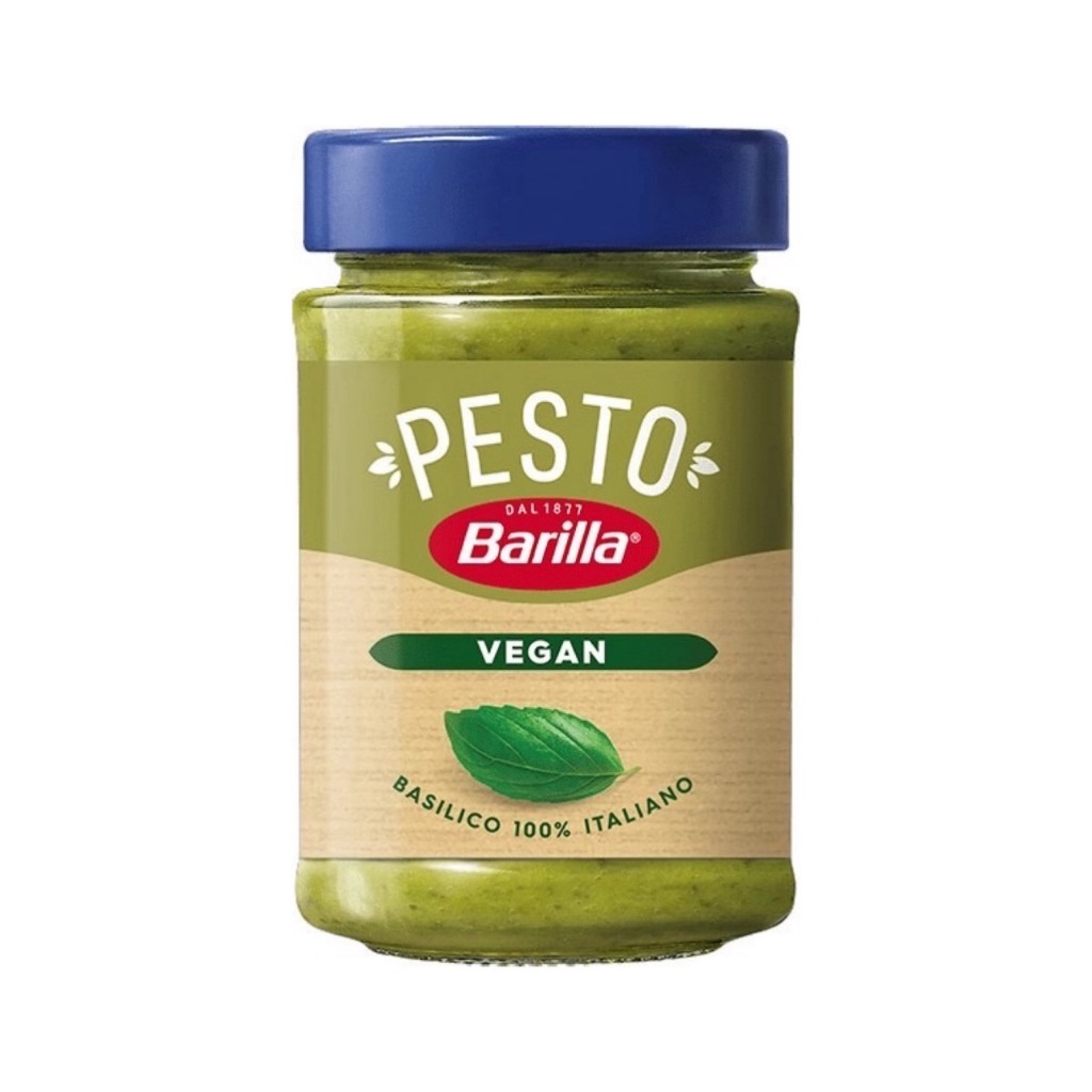 Barilla Vegan Basil Pesto ซอสเพสโตผสมใบโหระพา สำหรับราดหน้าพาสต้า เครื่องปรุงรส น้ำสลัด ซอสปรุงรส