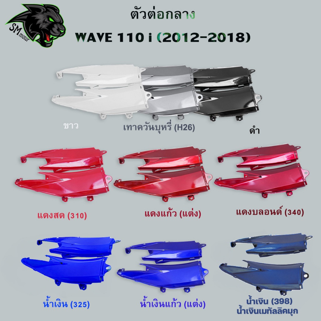 ตัวต่อกลาง Wave 110 i 2012-2018 อะไหล่สี เฟรมพลาสติก ABS สีสวย พร้อมเคลือบเงา