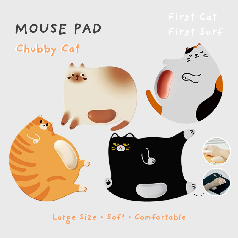 แผ่นรองเมาส์แมวน่ารัก 🐱 ขนาดใหญ่ นุ่มสบาย แต่งโต๊ะมินิมอล Cat Mouse Pad Large Desk Mat Cute Desk Setup