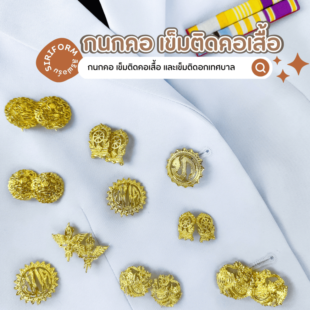 เข็มติดราชการ กนกคอ เทศบาล กระทรวงศึกษาธิการ(เสมา) สาธารณสุข เอกชน เทศบาล อบต. เกรดพรีเมี่ยม