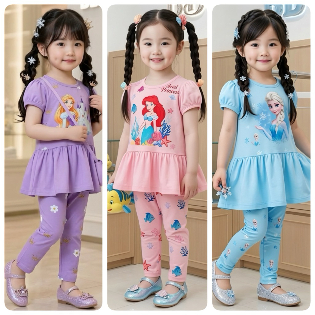 🌷ชุดเซ็ตเด็กป้าย BB Kids แขนตุ๊กตา ผ้าคอตตอนเด้ง ยับยาก แทบไม่ต้องรีด ผ้าพรีเมี่ยม ชุดเด็กผู้หญิง เสื้อผ้าเด็กผู้หญิง รูปที่ 4