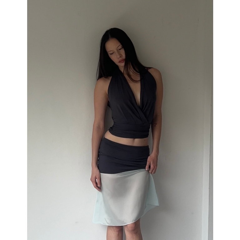 Palma Top + Sheer Midi Skirt เสื้อคล้องคอและกระโปรงซีทรู