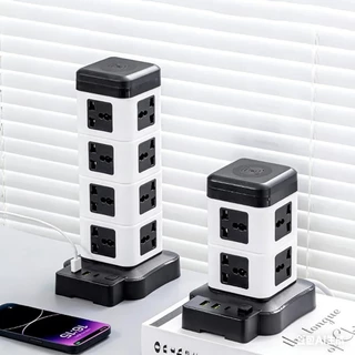 2/3/4 ชั้น Tower Socket Surge Protector แนวตั้งเดสก์ท็อปสายไฟ 1.8 ม.สายต่อสําหรับโฮมออฟฟิศไร้สายชาร์จ TH