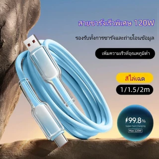 สายชาร์จเร็ว 120W USB-C to type-C สายชาร์จถักไล่สี ทนทาน ชาร์จไว สำหรับโทรศัพท์ แท็บเล็ต โน้ตบุ๊ก ความยาว 1/1.5/2 เมตร