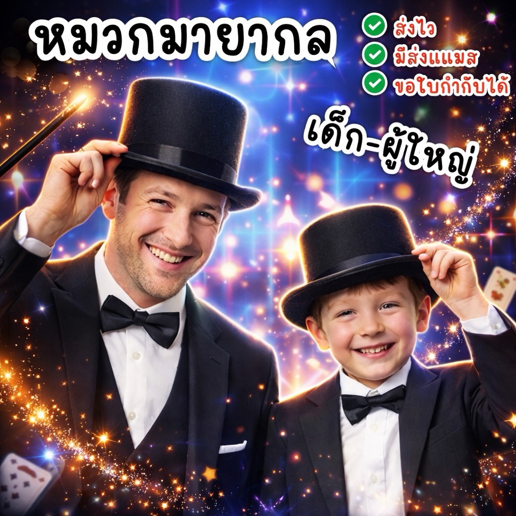 🏍️มีส่งแมส จาก กทม🔥หมวกมายากล หมวกแจ๊ส ทรงสูง หมวกบรอดเวย์ ไมเคิลแจ็คสัน