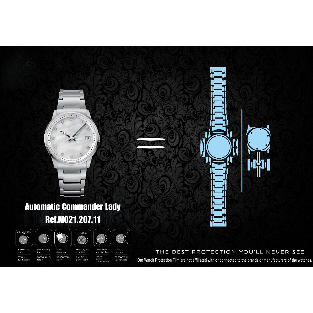 ฟิล์มป้องกันรอยนาฬิกา Watch Protection Film for Mido Automatic Commander Lady Ref.M021.207.11