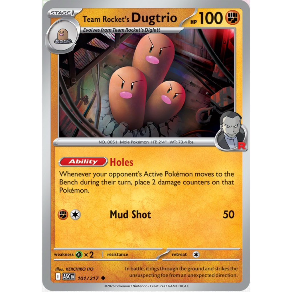 Pokemon card EN Team Rocket’s Dugtrio-Energy Reverse Holo