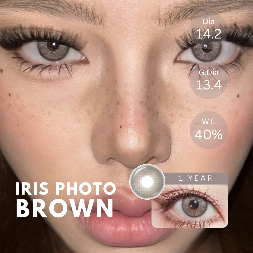 (ทักสอบถามสต็อกก่อนกดสั่ง) คอนแทคเลนส์รุ่น Iris Photo สี Brown | Dia 14.2 | 📦ค่าสายตา 0.00 จัดส่งภาย