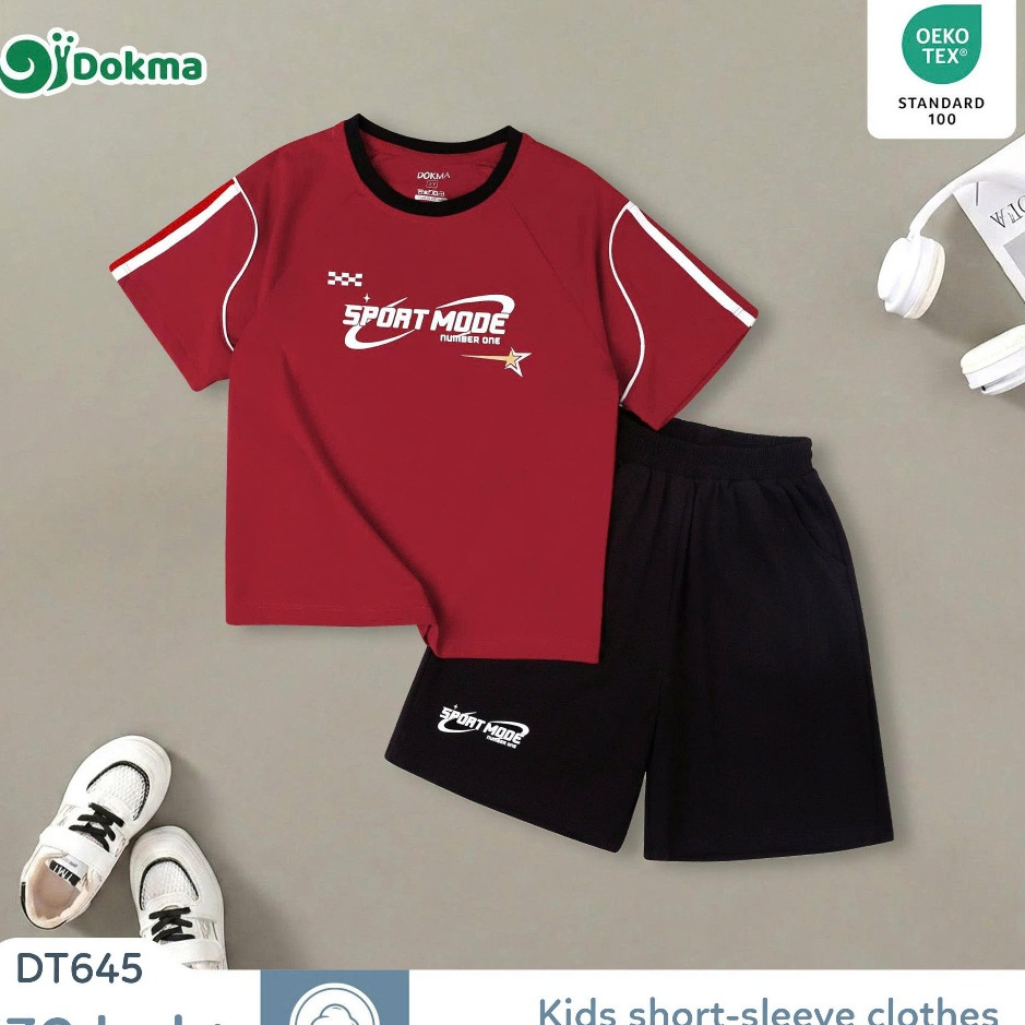 Dokma (13-28kg) ชุดเสื้อแขนสั้นเด็ก oversize ผ้าคอตตอน DT645 Baby short-sleeve clothes oversize 3Y/ 