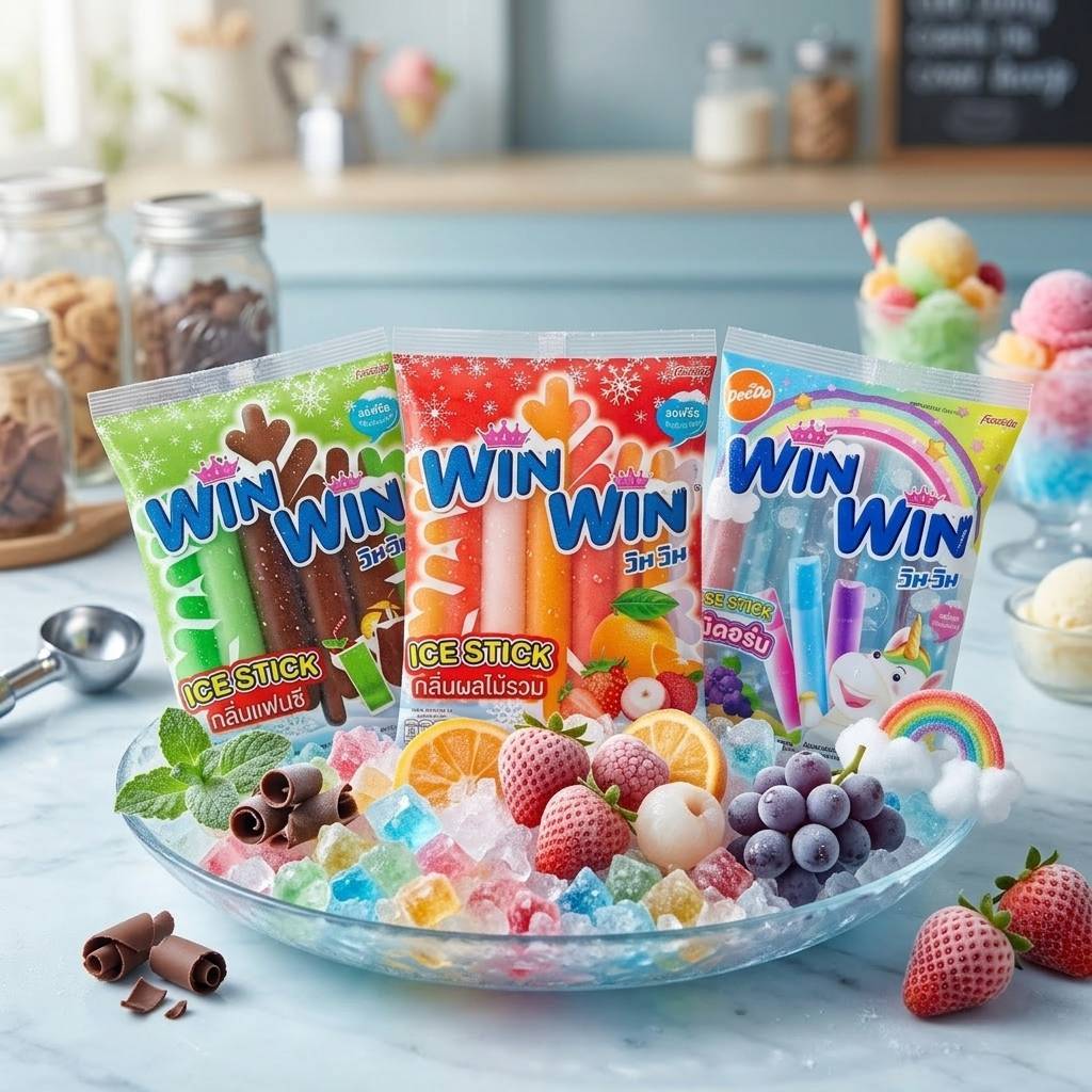 Win Win วินวิน หวานเย็นหลอด ดีโด้หลอด กลิ่นต่างๆ ยิ่งแช่เย็นยิ่งอร่อย แพ็ค 13 หลอด