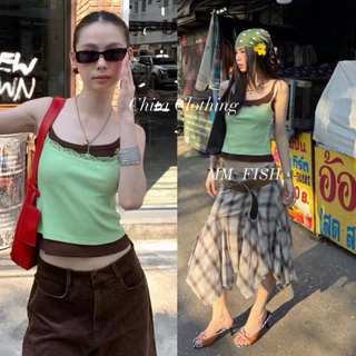 📍พร้อมส่ง📍25T SU115 เสื้อสายเดี่ยวเลเยอร์สุดเก๋ ลุคสุดชิคสองเลเยอร์ Tag MM Fish🇰🇷