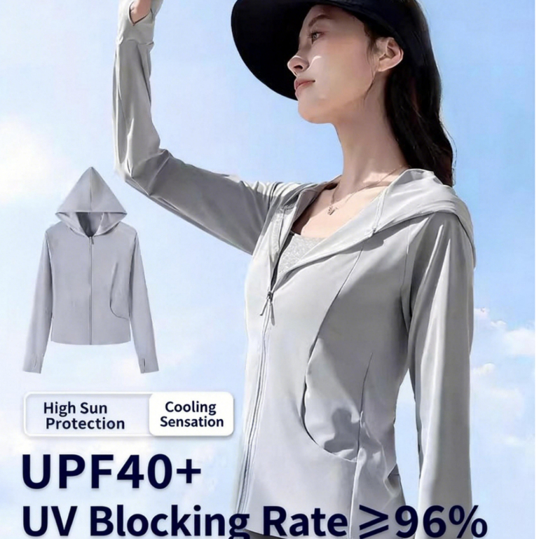 ส่งไวจากไทย🌞 UPF50+ เสื้อกันแดด เสื้อสปอร์ตแขนยาว มีฮู้ด ระบายอากาศดี ป้องกันแสง กันแสงแดด แบบบาง เข้ารูป