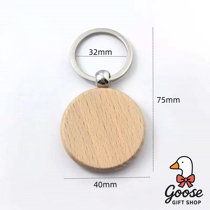 พวงกุญแจไม้ ( วงกลม ) พวงกุญแจเลเซอร์ ข้อความ / โลโก้ / QR Code ออกแบบฟรี