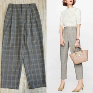 กางเกง GU ทรงสอบ ลายสก๊อต สีเทาดำขาวเหลือง🍀L เอว 27-33 นิ้ว🍀…