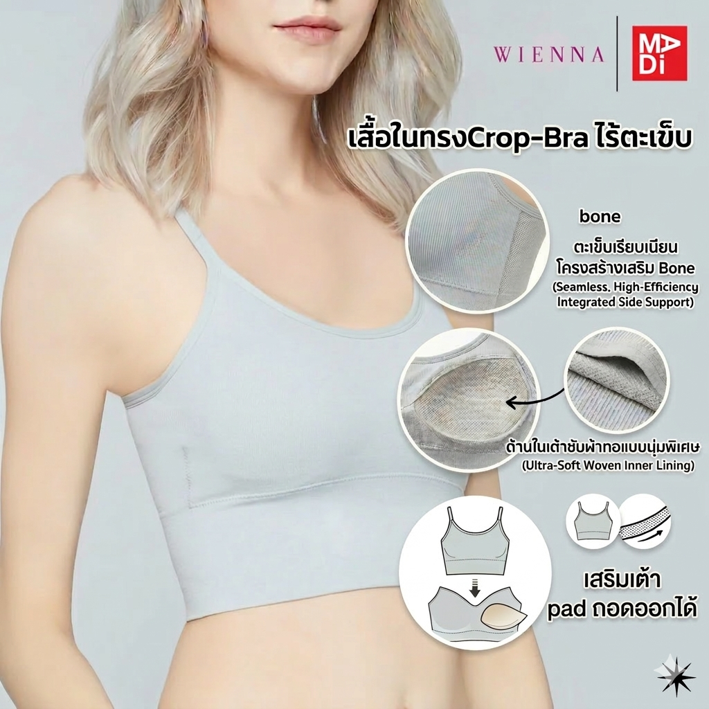 Wienna เสื้อในไร้โครง แบบสวนหัว ตัวเรียบ ใส่สบาย ไร้ตะเข็บ VNZ.VANEZZA Bunny Love DL1211