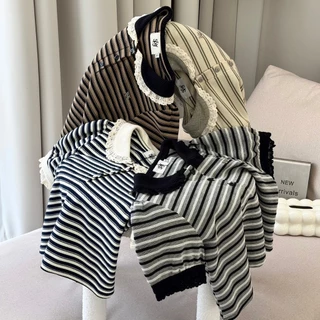 SISSY : เสื้อโปโลแขนสั้น (XS-XXL) คอบัวแต่งขอบลูกไม้ กระดุมหัวใจ ปักอะไหล่เงิน ผ้าถัก cotton สไตล์ลูกคุณหนู ผ้าใส่สบาย