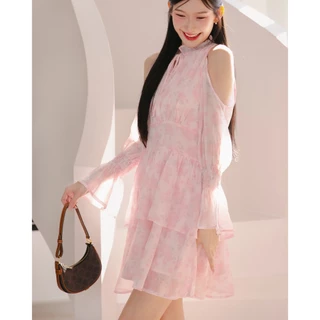 DR0476 LABELLE รุ่น Lunetty Dress เดรสสั้นสีหวานละมุน น่ารักสุดๆ