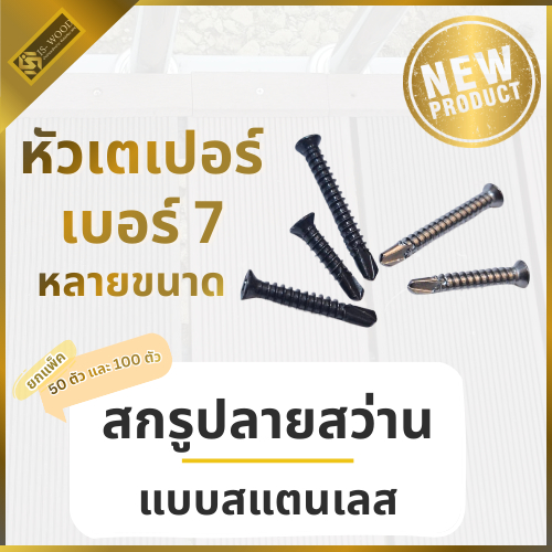 [ยกแพ็ค] สกรูปลายสว่าน สแตนเลส สีเงิน / สีดำ สแตนเลส 410 ยึดแน่นแข็งแรง (จำหน่ายแพ็ค 50 ตัวและ 100 ตัว)