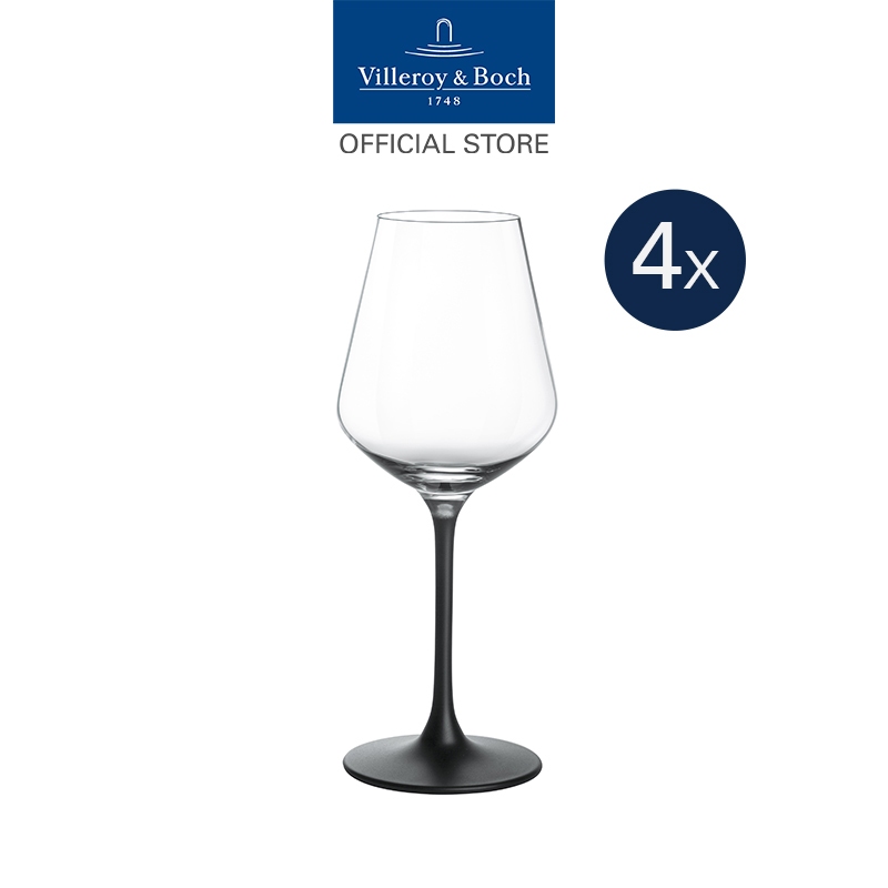 Villeroy & Boch - Manufacture Rock ชุดแก้วไวน์แดงคริสตัล 4 ชิ้น 200 มล. ก้านสี Black 11-3798-8110