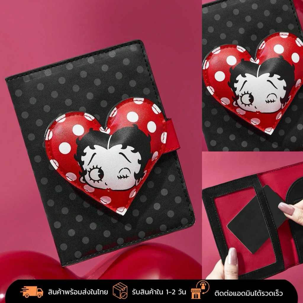 ปกพาสปอร์ต Betty Boop Passport Holder ซองใส่พาสปอร์ต หนังPU Polka Dot Travel Passport Cover (พร้อมส่งในไทย)
