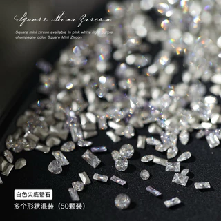 เพชรคริสตัล Square Mini Zircon วิบวับเหมือนเพชรแท้เม็ดเล็ก ทรงสี่เหลี่ยม สวยหรู ติดเล็บ ตกแต่งงาน DIY ได้หลากหลาย 50ชิ้น