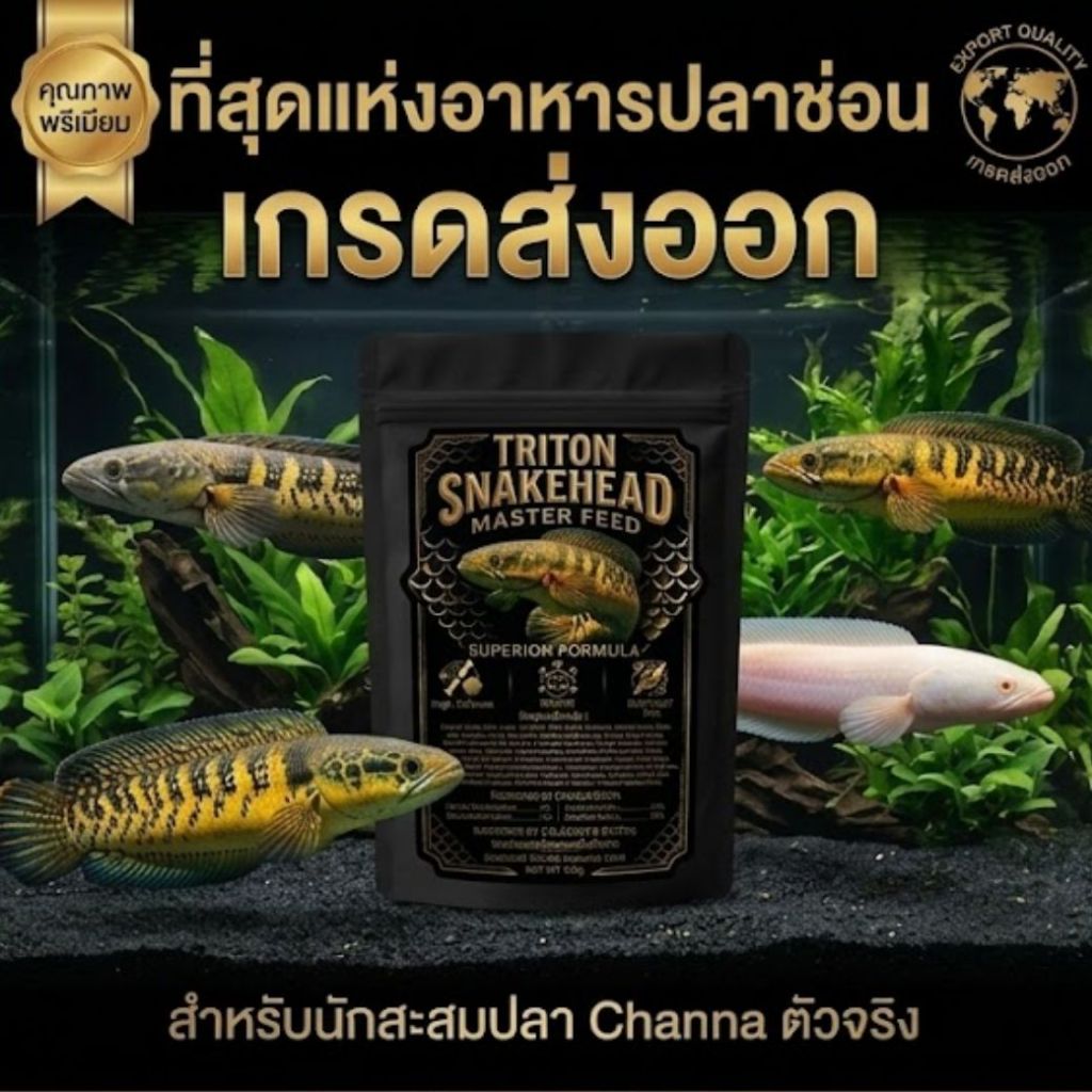 Triton อาหารปลาช่อน แบบแท่ง ลอยน้ำ ถุงใหญ่สุดคุ้ม กลิ่นหอม ล่อปลากินเนื้อให้อยากอาหารเม็ด