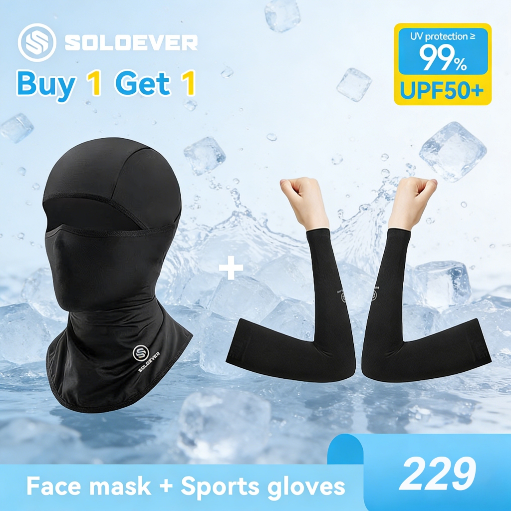 SOLOEVER ผ้าละเอียด ปลอกแขนสวมนิ้ว กันแสง UV99% ขนาด Free Size