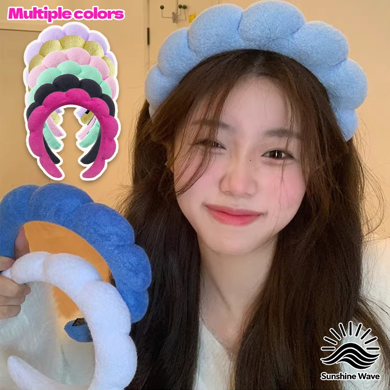Sunshine Wave☀☀ สไตล์เกาหลี ที่คาดผมฟองน้ำรูปเมฆ โดปามีน หลายสี น่ารัก ที่คาดผม สำหรับผู้หญิง ราคาถูกที่สุด