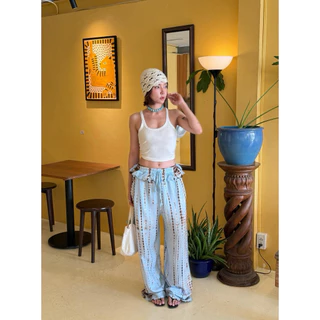 กางเกงขายาวมัดย้อม Handmade กางเกงไปทะเล Jellyfish pants