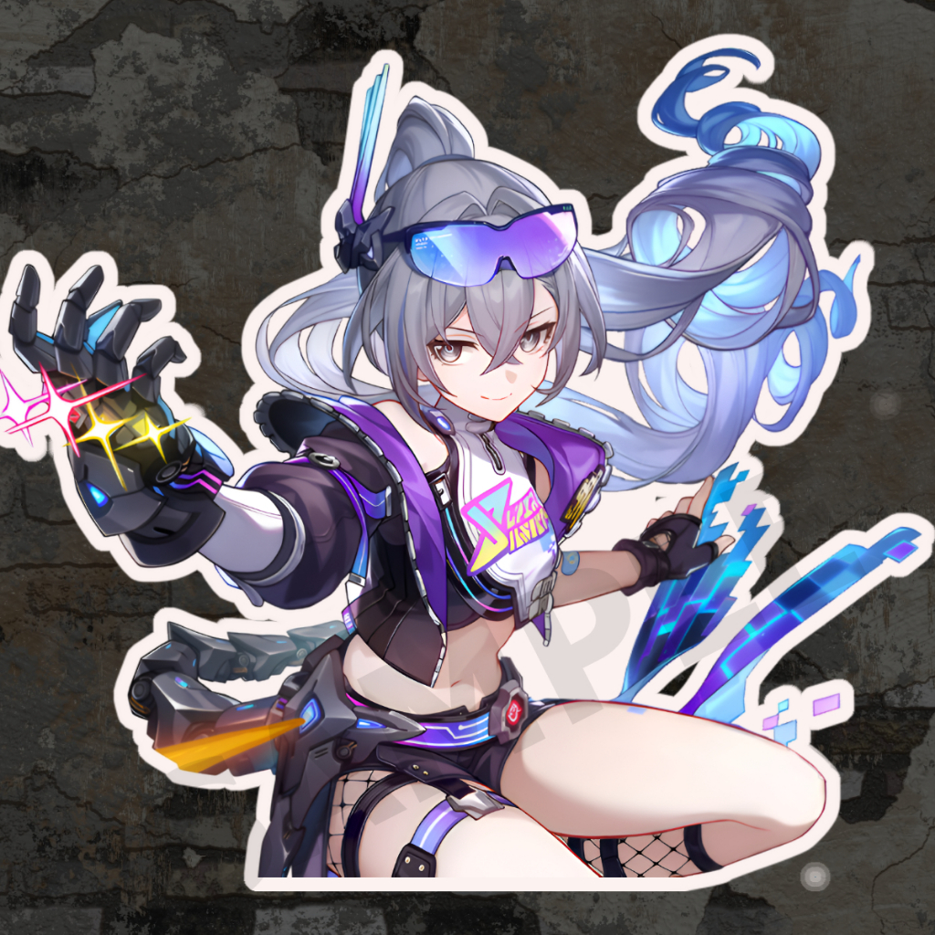 Silver wolf lv999 สติ๊กเกอร์ 2 แผ่น Honkai Star rail Silver wolf LV.999 Stickers Star rail