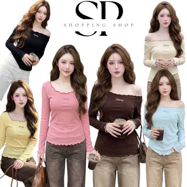 🎀 Sweet Frill Top ปาดไหล่ยืดบ่นปาดปักSheeny